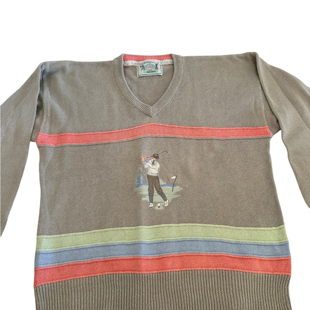 Vintage Mighty‎ Mac Golf Sweater | Pre-Owned Men's V-Neck Pullover | L | Retro - Picture 2 of 7